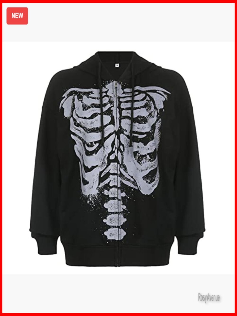 Y2K Oversized Zip Hoodie Long Sleeve Punk Sweatshirt Grunge Streetwear Top - Picture 6 of 7